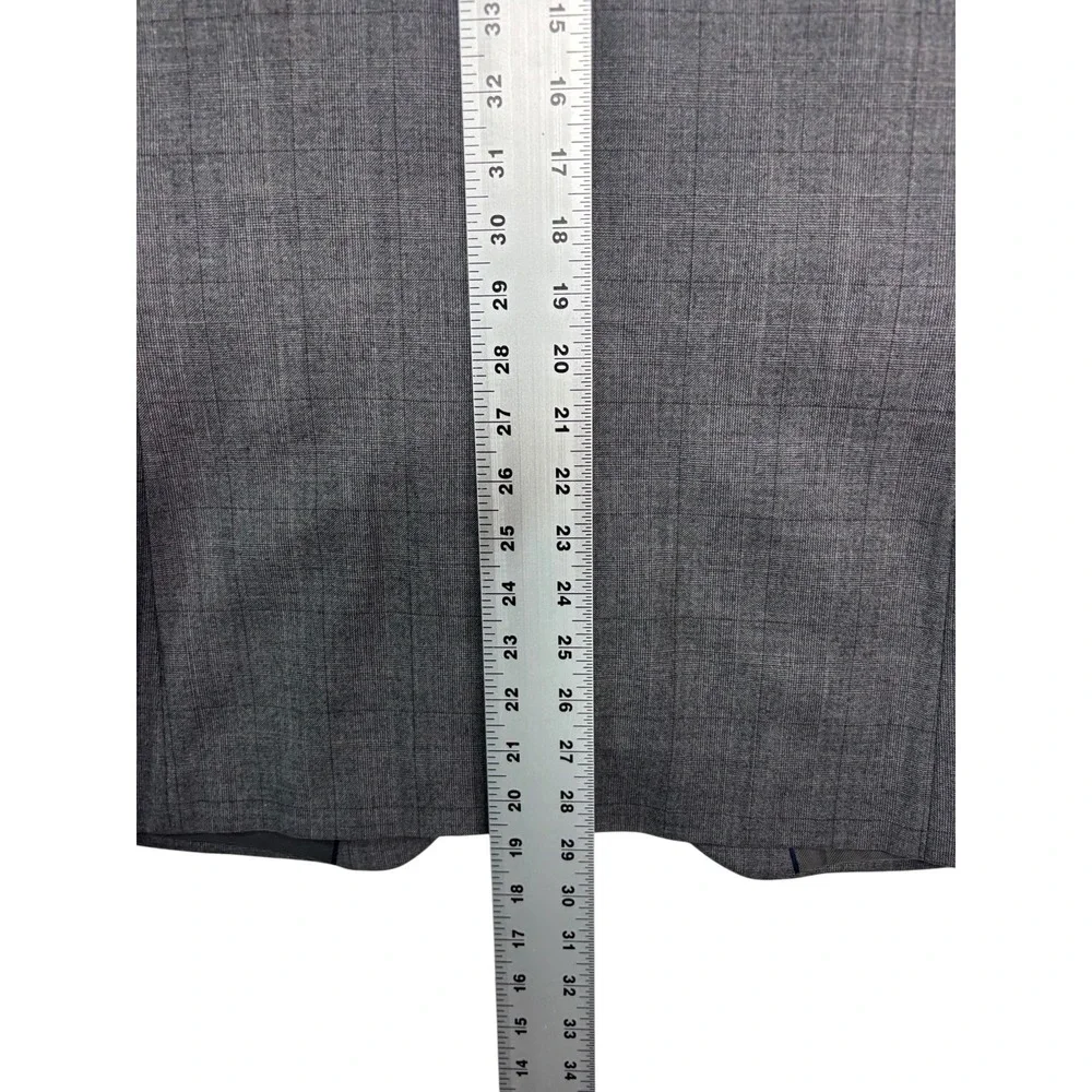 Banana Republic 38R 31x29 Gray Burgundy Plaid 2pc Pant Suit Flat Front Slim Fit
